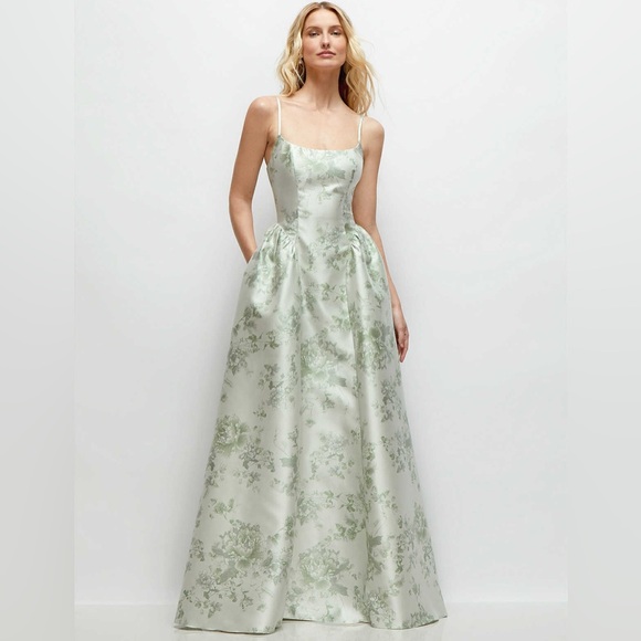 Dessy Collection Dresses & Skirts - Dessy Collection Pale Green Floral Ball Gown